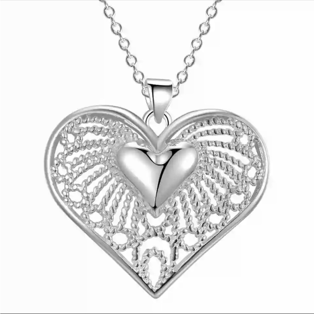 Heart Silver Necklace NEW